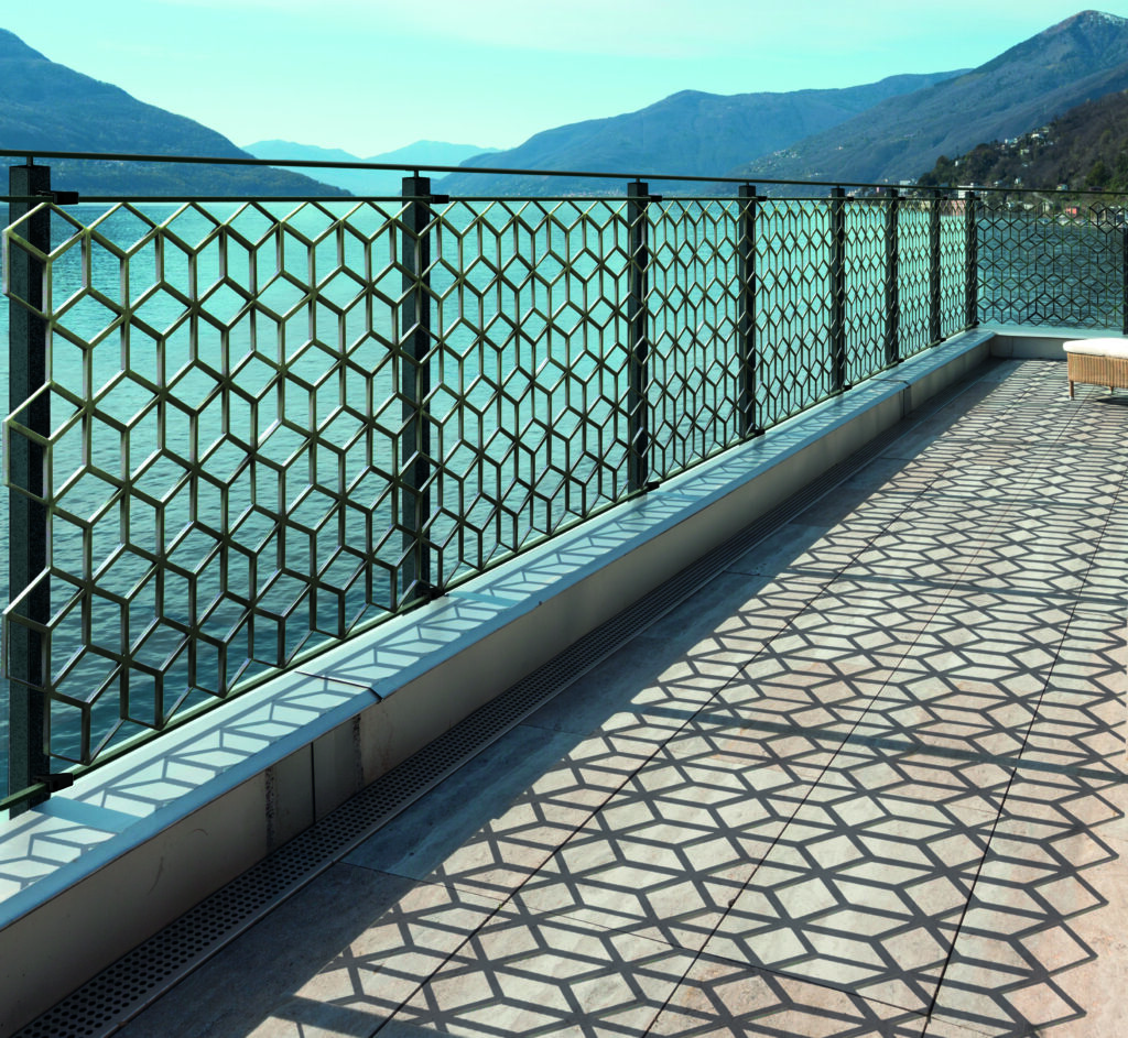 barandillas con diseño de cuadros para exterior terraza